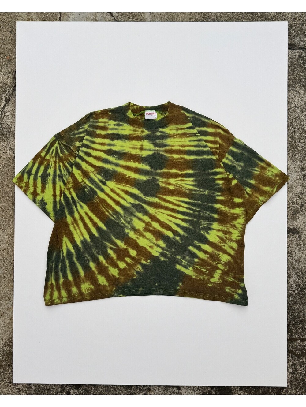 Vintage 90s Sunbelt Tie Dye T-Shirt USA Green Brown One Size
